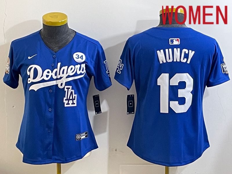 Women Los Angeles Dodgers #13 Muncy Blue Game 2024 Nike MLB Jersey style 11214
